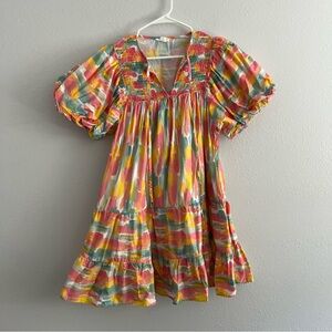 Chic Soul Colorful Cotton Mini Puff Sleeve Dress Size 1X